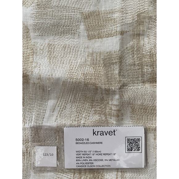 2 Candace Olsen Embroidered Metallic Silver Gold by Kravet Fabric Samples 25x25 - Picture 7 of 9